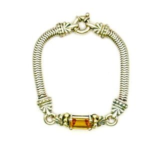 Lagos Caviar Amber Citrine Silver & Gold Bracelet